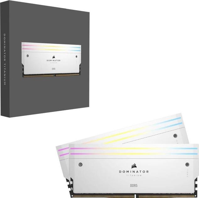 Оперативная память для настольных компьютеров Corsair 32 GB (2x16GB) DDR5 6000 MHz Dominator Titanium RGB White (CMP32GX5M2B6000C30W)  Фото №4