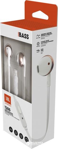 Навушники з мікрофоном JBL T205 Rose Gold (JBLT205RGD)  Фото №4