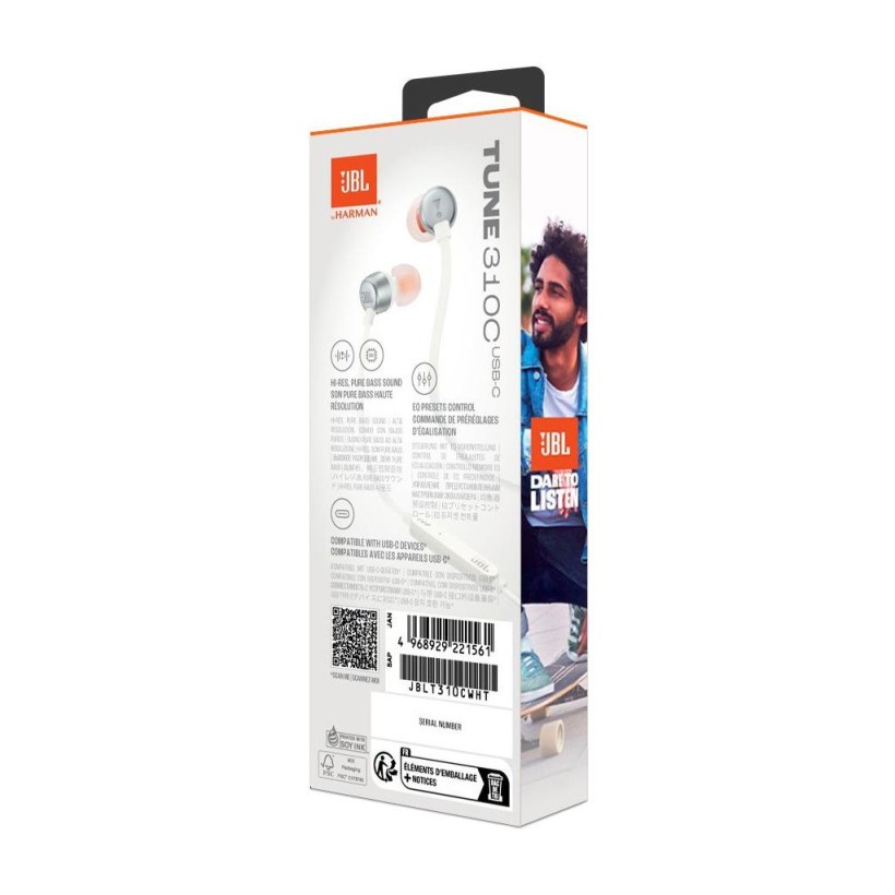 Наушники с микрофоном JBL Tune 310C White (JBLT310CWHT)  Фото №8