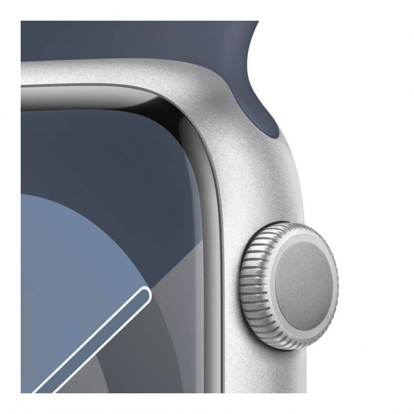 Смарт-часы Apple Watch Series 9 GPS 41mm Silver Alu. Case w. Storm Blue S. Band - M/L (MR913)  Фото №3