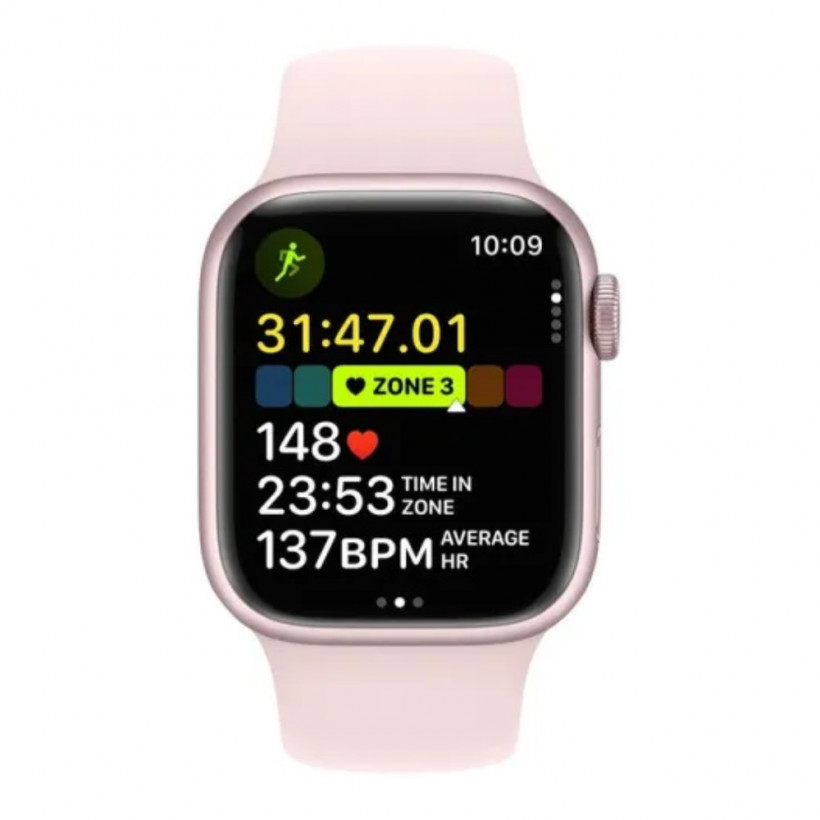 Смарт-годинник Apple Watch Series 9 GPS 41mm Pink Aluminum Case w. Light Pink Sport Band - M/L (MR943)  Фото №1