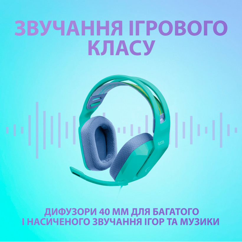 Наушники с микрофоном Logitech G335 Wired Gaming Mint (981-001024)  Фото №3