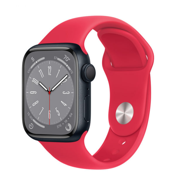 Смарт-часы Apple Watch Series 8 GPS 41mm Midnight Aluminum Case w. (PRODUCT)RED Sport Band S/M (MNPC3+MP703)  Фото №0