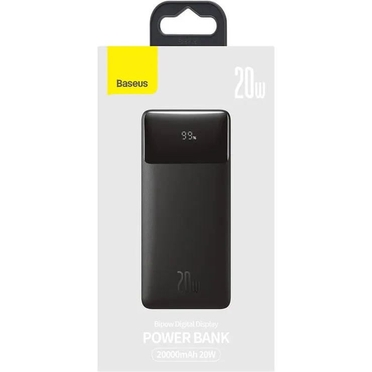 Внешний аккумулятор (повербенко) Baseus Bipow Digital Display 20W 20000 mAh Black (PPDML-M01)  Фото №4