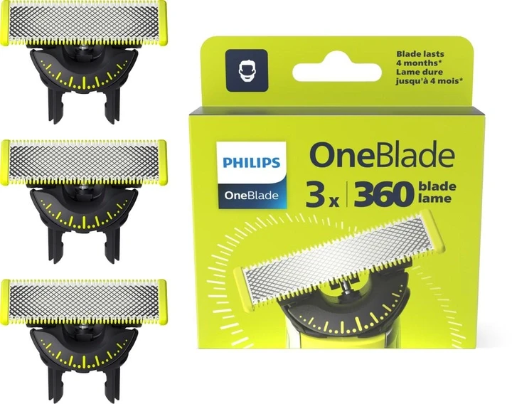 Сменные лезвия Philips Сменное плавающее лезвие OneBlade 360 ??QP430/50 3 шт (8710103997177)  Фото №0