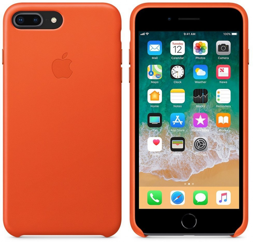 Чехол для смартфона Apple iPhone 8 Plus/7 Plus Leather Case Bright Orange (MRGD2)  Фото №1