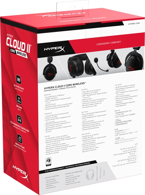 Навушники з мікрофоном HyperX Cloud II Core Wireless Black (6Y2G8AA)  Фото №7