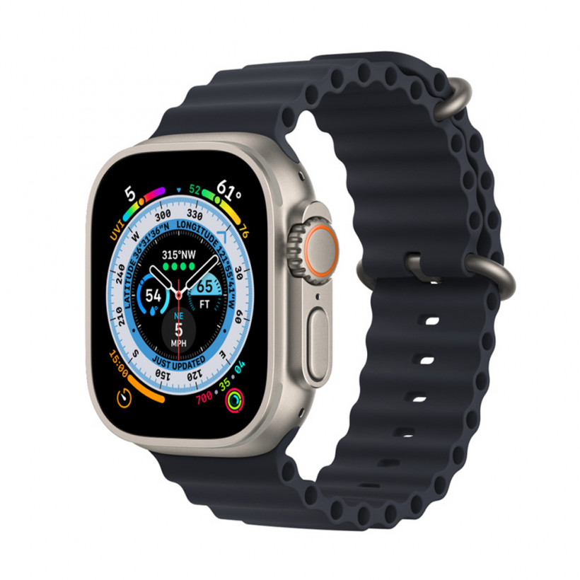 Смарт-годинник Apple Watch Ultra GPS + Cellular 49mm Titanium Case with Midnight Ocean Band (MQET3/MQFK3/MQF63)  Фото №0