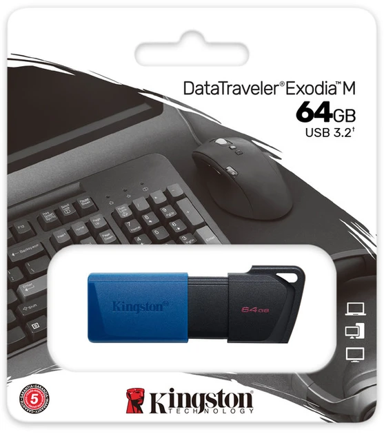 Флешка Kingston DataTraveler Exodia 64 GB M USB 3.2 Blue (DTXM/64GB)  Фото №13