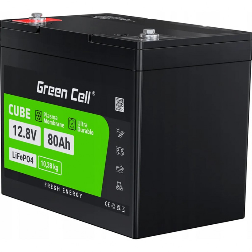 Аккумулятор для ИБП Green Cell LiFePO4 12V (12.8V/80Ah/1024Wh) (CAV12)  Фото №2