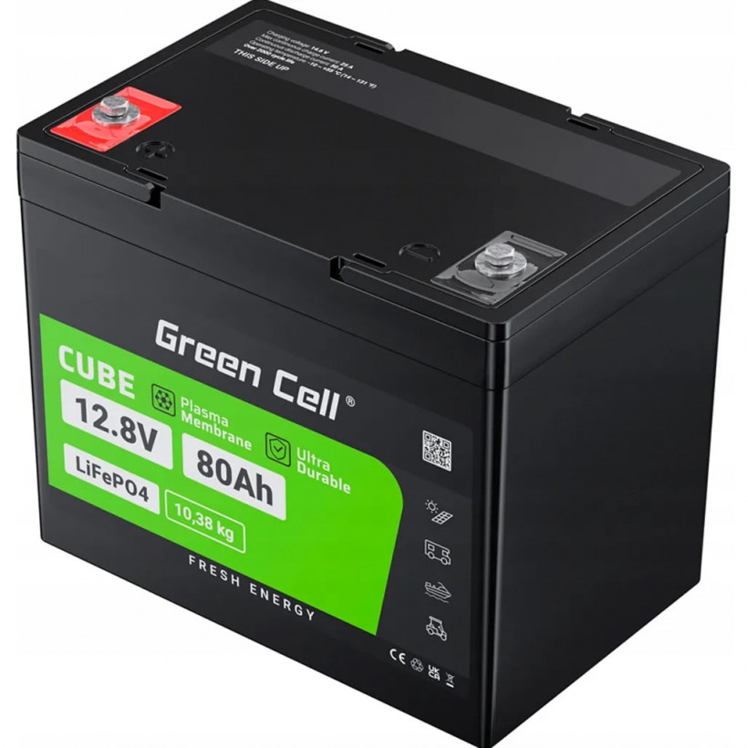 Аккумулятор для ИБП Green Cell LiFePO4 12V (12.8V/80Ah/1024Wh) (CAV12)  Фото №3