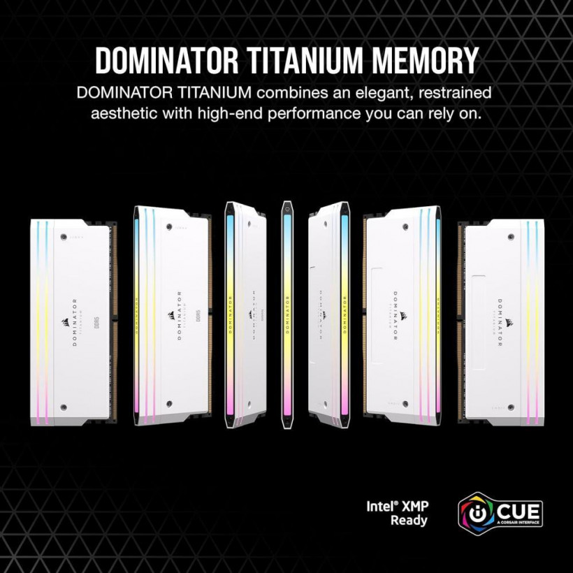 Память для настольных компьютеров Corsair 64GB (2x32GB) DDR5 6000MHz Dominator Titanium RGB (CMP64GX5M2B6000C30W)  Фото №1