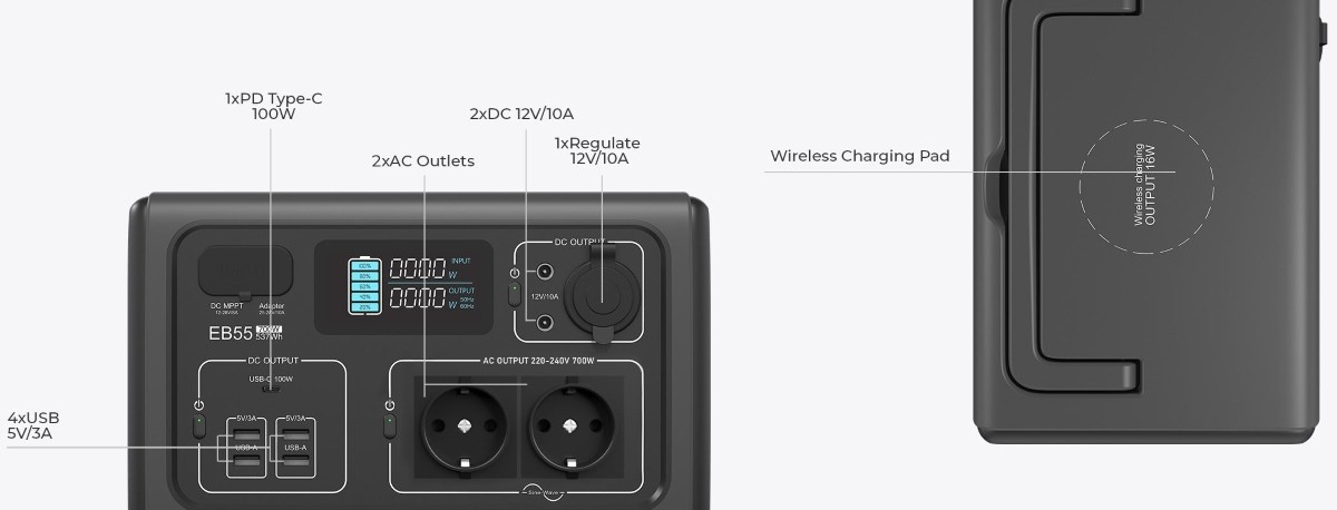 Зарядная станция BLUETTI EB55 Portable Power Station 700W 537Wh (PB930340)  Фото №1