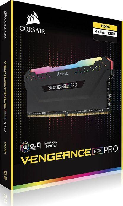 Память для настольных компьютеров Corsair 32 GB (4x8GB) DDR4 3600 MHz Vengeance RGB Pro Black (CMW32GX4M4D3600C18)  Фото №5