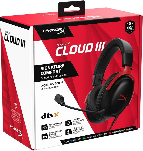 Наушники с микрофоном HyperX Cloud III Black/Red (727A9AA)  Фото №4