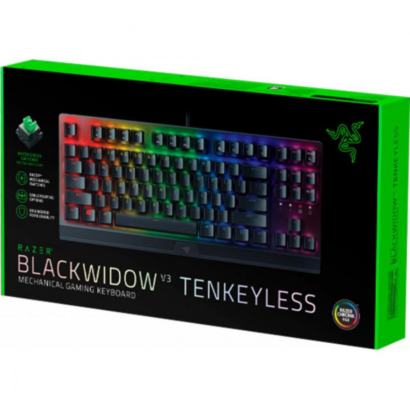 Клавіатура Razer BlackWidow V3 TKL Razer Green RU (RZ03-03490700-R3R1)  Фото №0